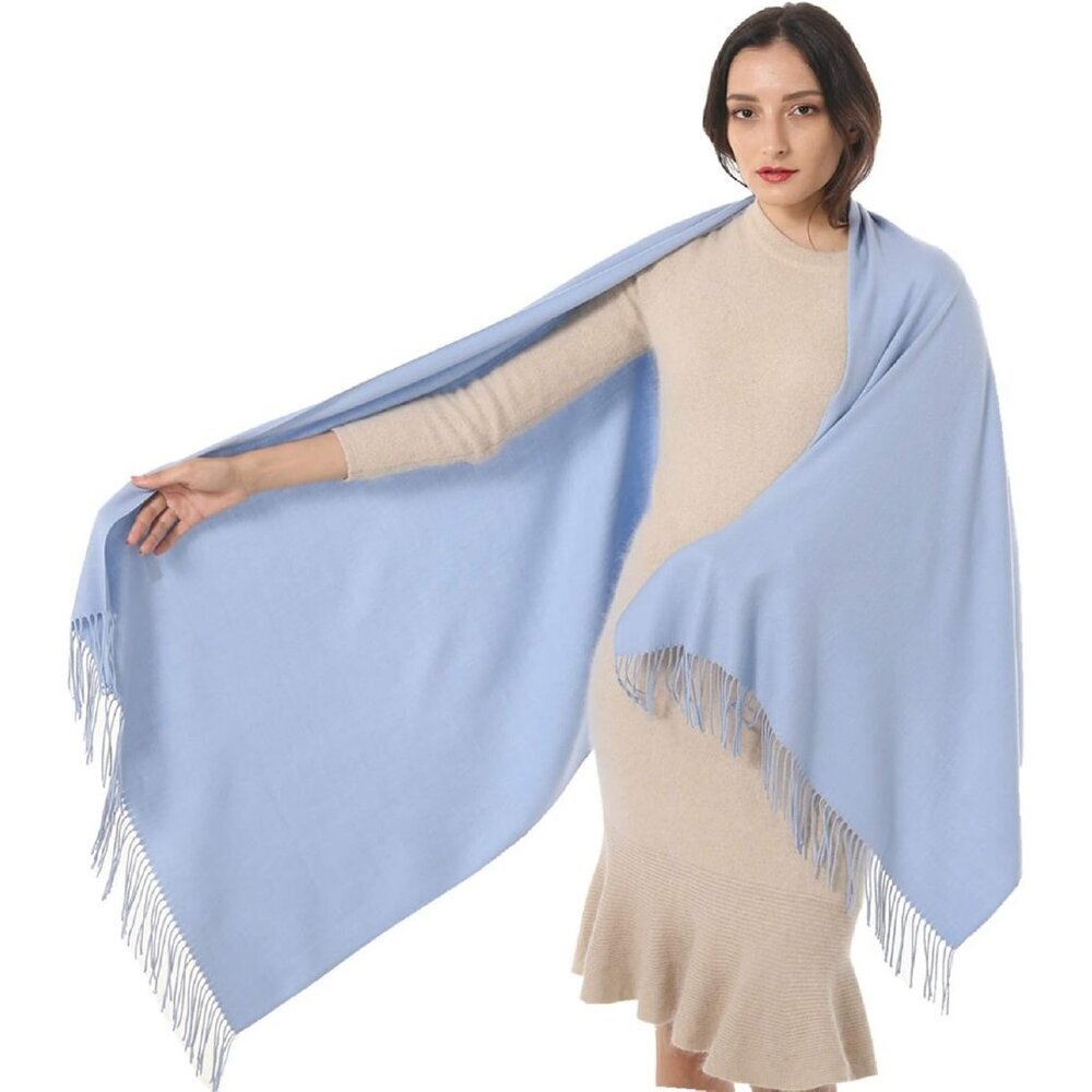 Womens Blue Pashmina Scarf Shawls & Wraps for Evening Dress Wedding Bridesmaid